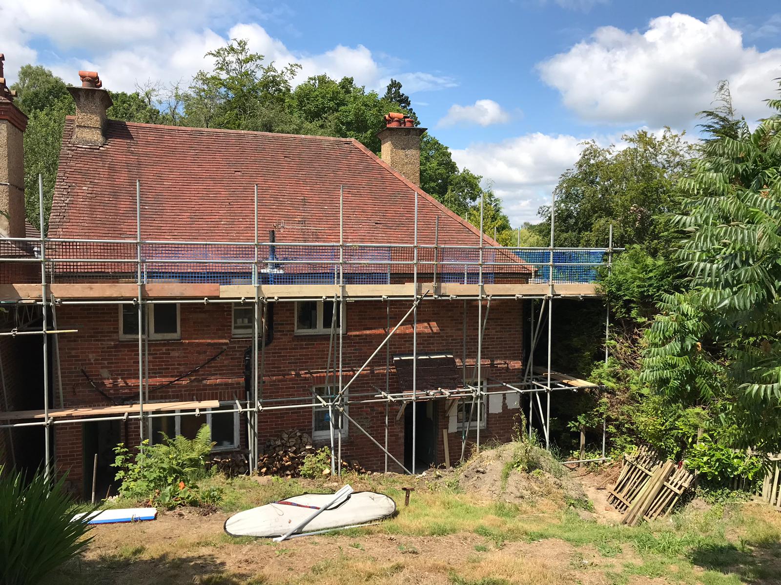 residential extension roof access structure scaffolding