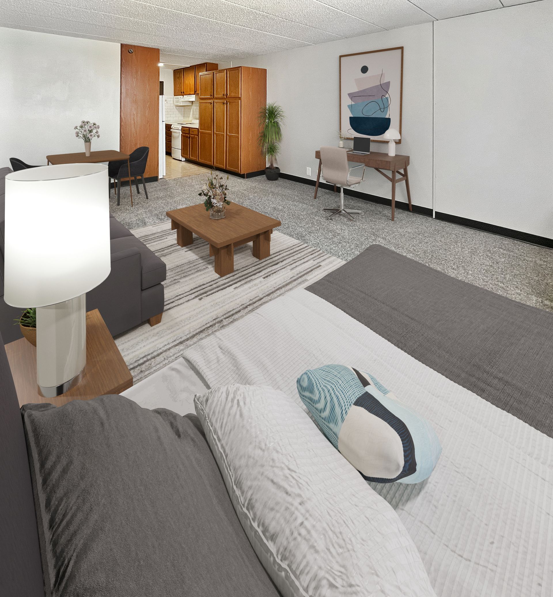 The McCoy @ 8035 Apartments For Rent Large Studio with Kitchen Area