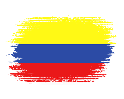 A brush stroke of the flag of colombia on a white background.