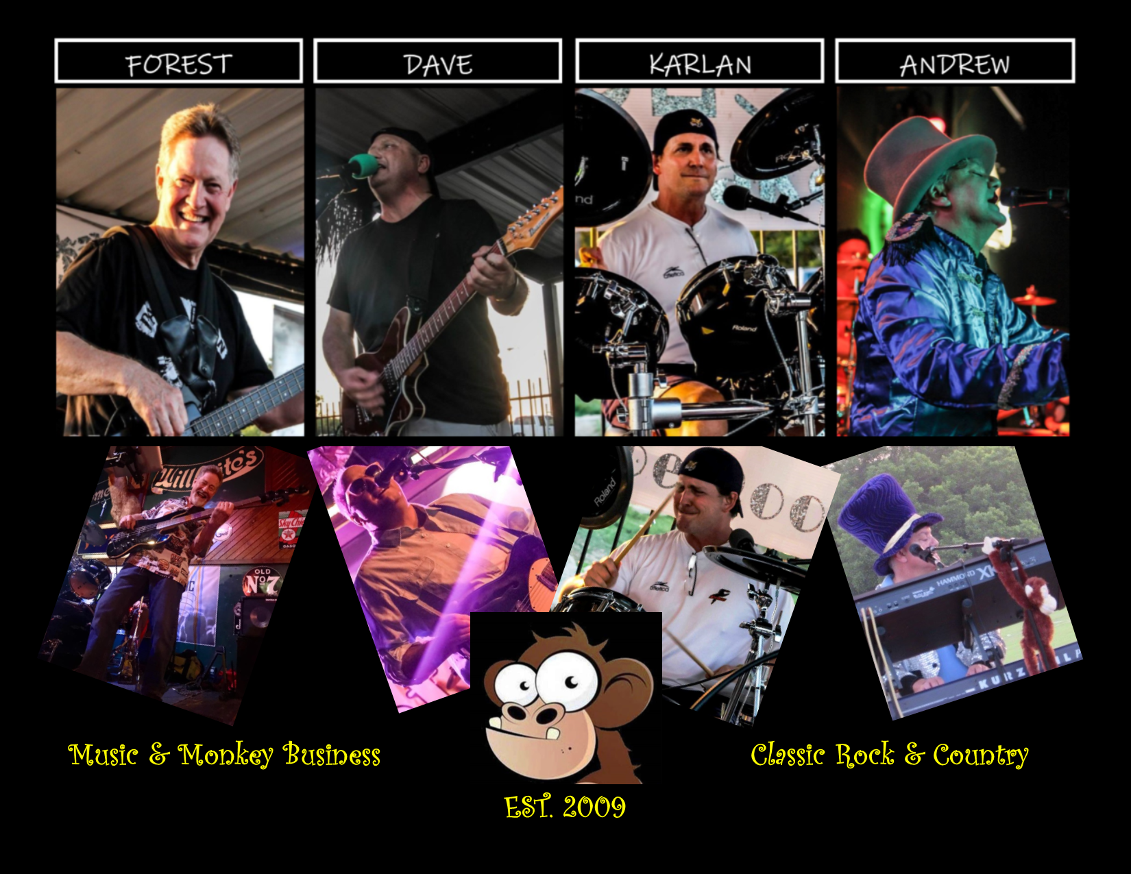 A group of men are standing next to each other with a monkey in the middle