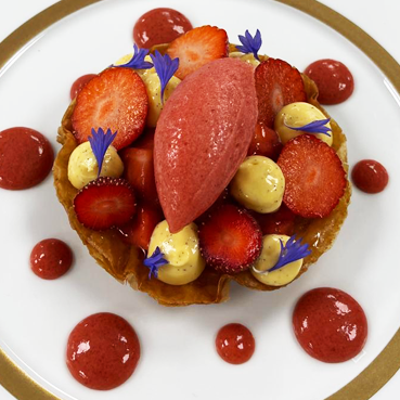 Strawberry filo tart for fine dining