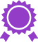 A purple ribbon with a white circle in the middle on a white background. | Phil's Complete Auto Repair