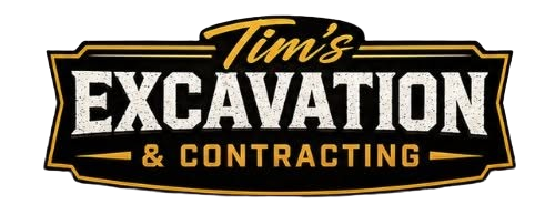Tim&rsquo;s Excavation & Contracting logo in black, gold, and white text