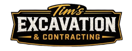 Tim&rsquo;s Excavation & Contracting logo in black, gold, and white text