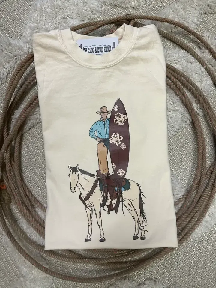Surfs Up Cowboy  Western Graphic Tee  - Comfort Colors