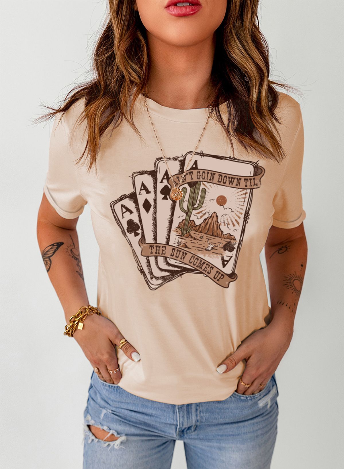 Western Poker Card Graphic T Shirt