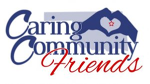 Logo: "Caring Community Friends" text with hands forming a heart shape, red star inside.