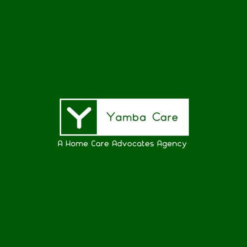 A logo for a Yamba care  on a green background.