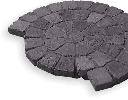 A circular pattern of bricks on a white background