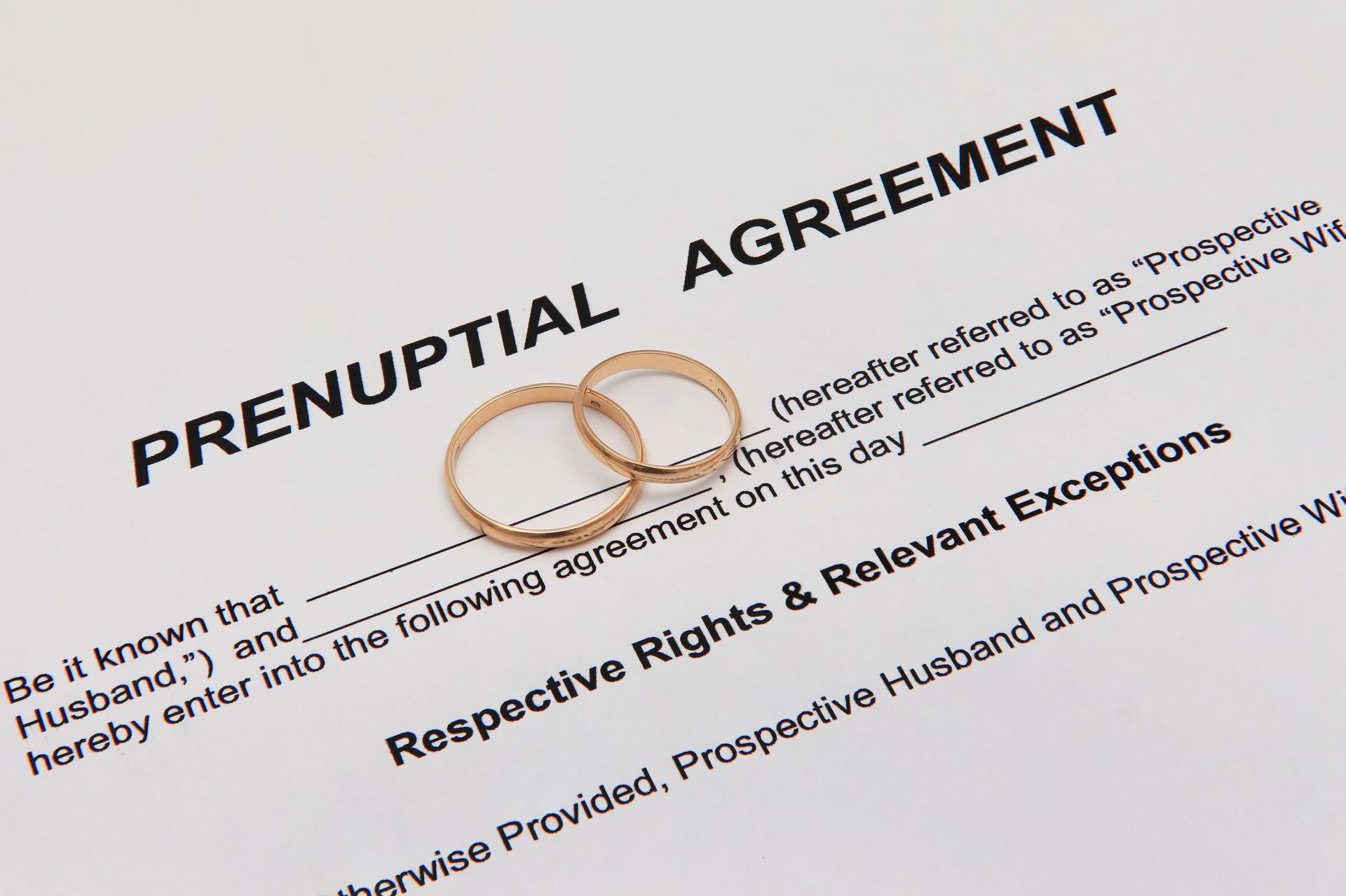 Prenuptial agreement document used by Maryland family law attorneys