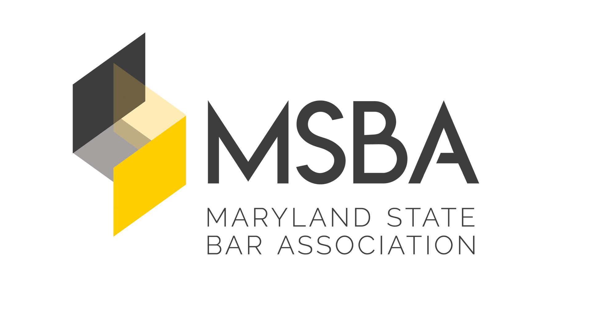 The logo for the maryland state bar association is black and yellow.