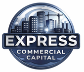 Express Commercial Capital logo with blue city skyline and house icon inside a circular emblem