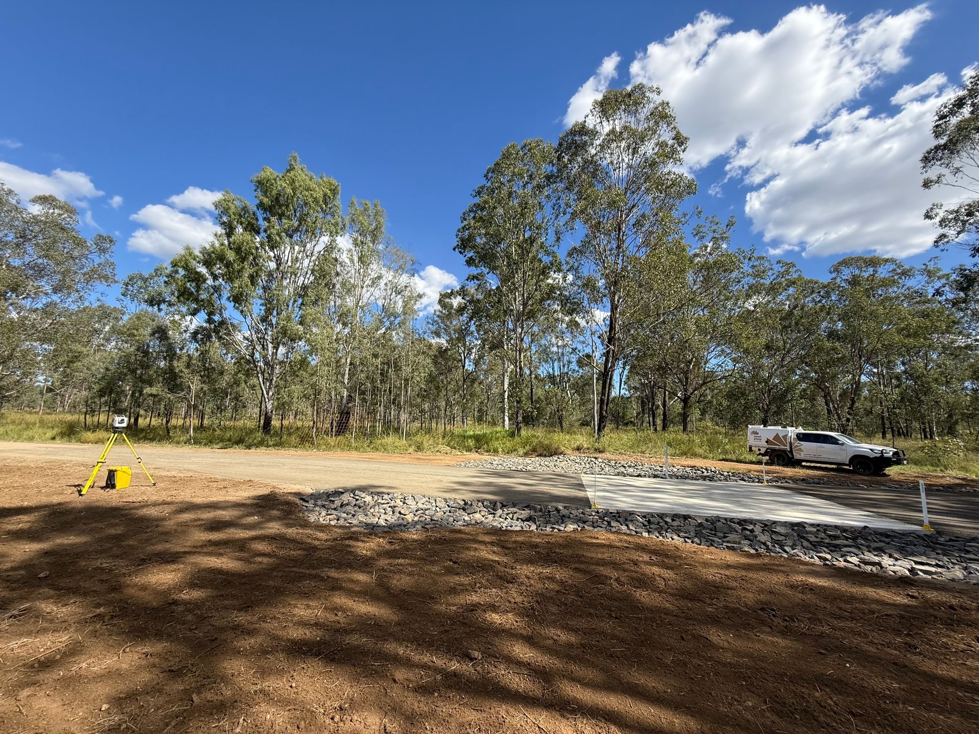 Cleared Construction Site With a Concrete Slab — Next Step Surveying in Dalby, QLD