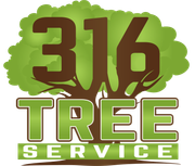 A logo for 316 tree service with a tree in the background.