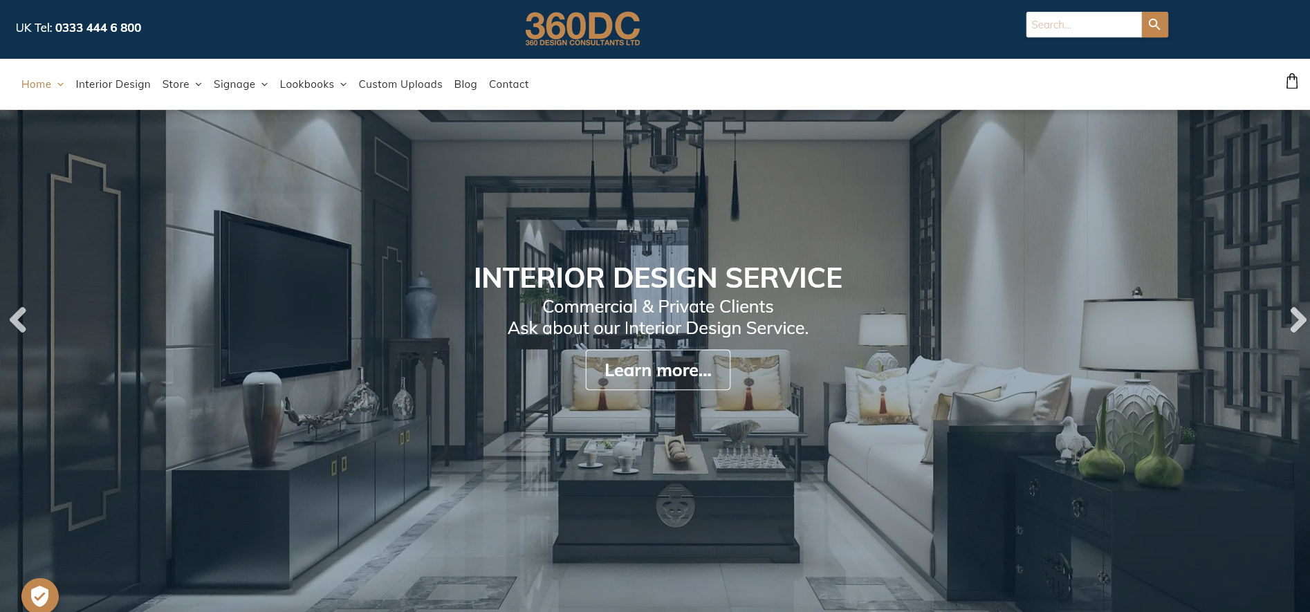 A screenshot of the interior design service website