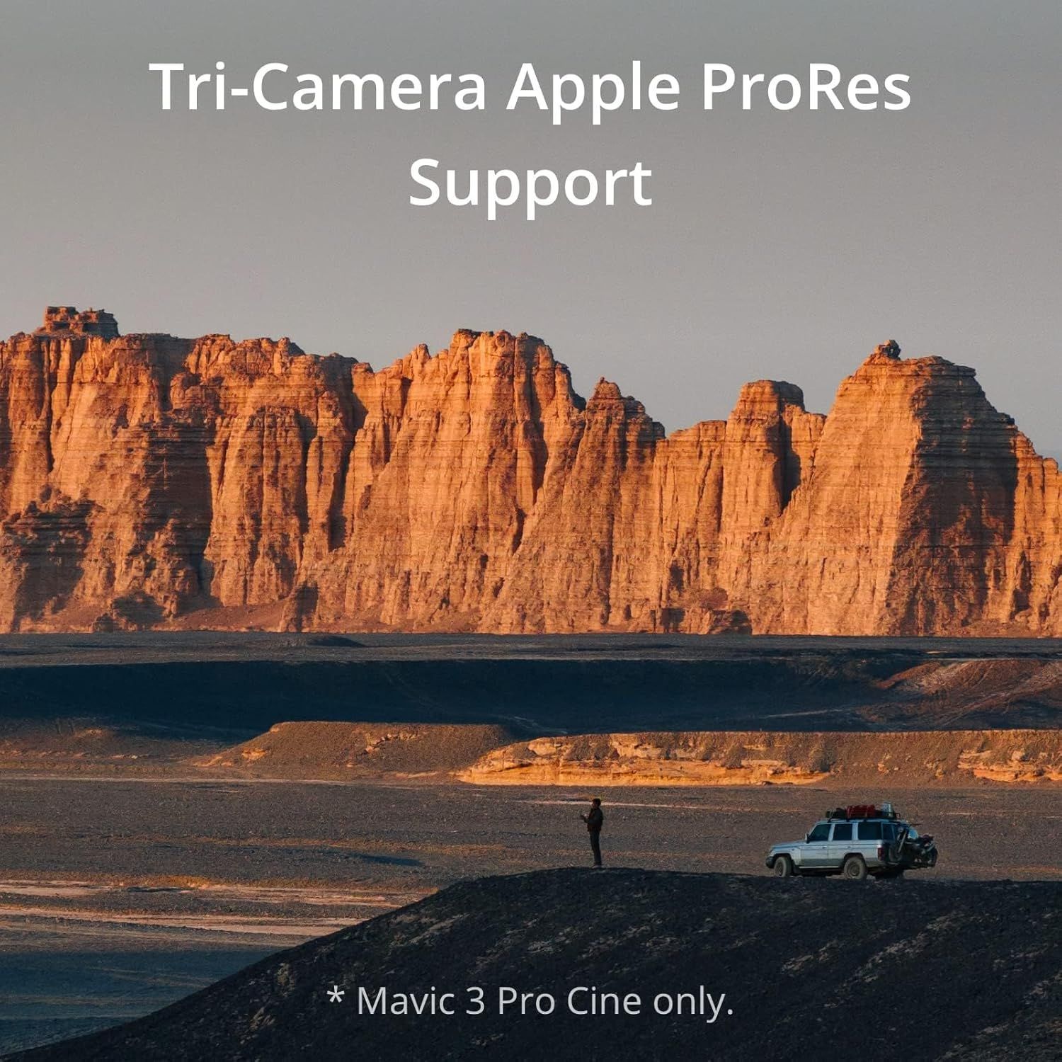 An advertisement for tri-camera apple prores support