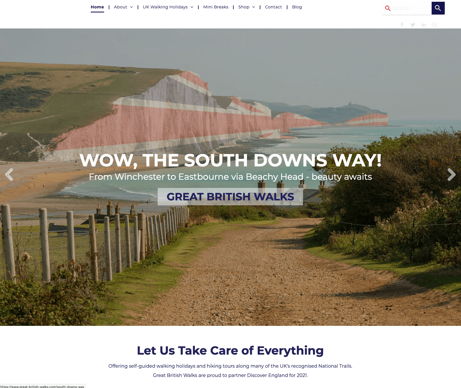 Great British Walks website that says wow the south downs way