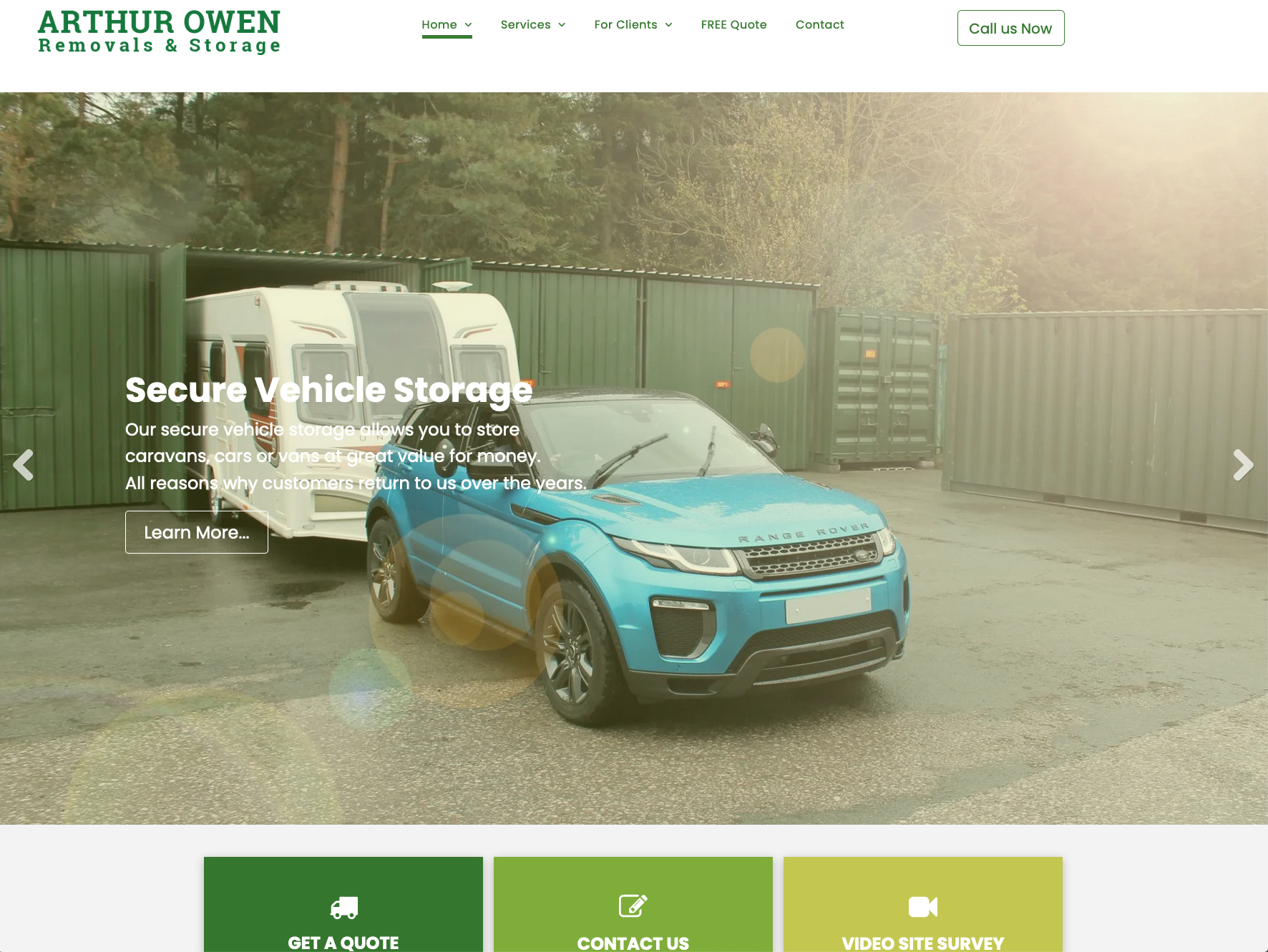 A website for arthur owen secure vehicle storage