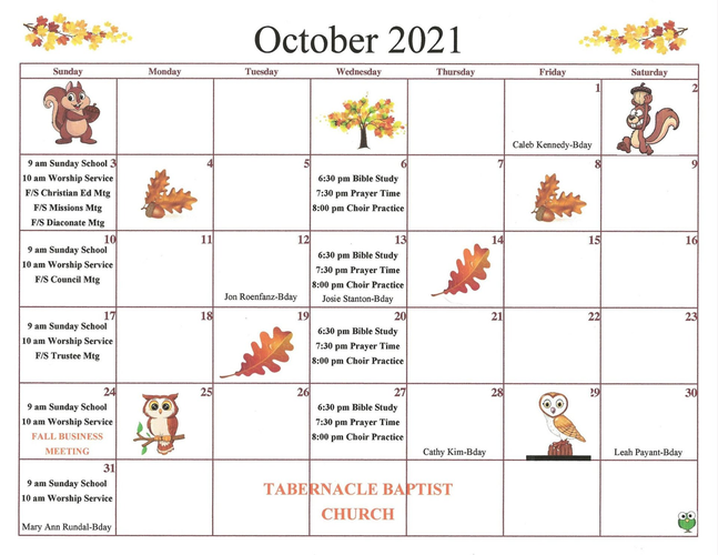 October 2021 Calendar