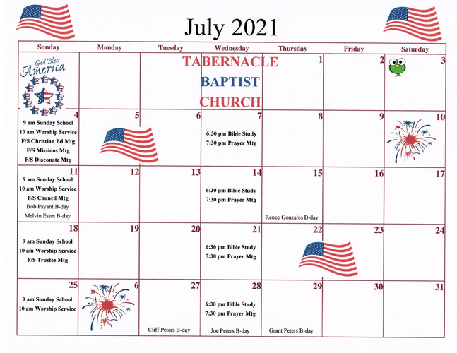 July 2021 Calendar