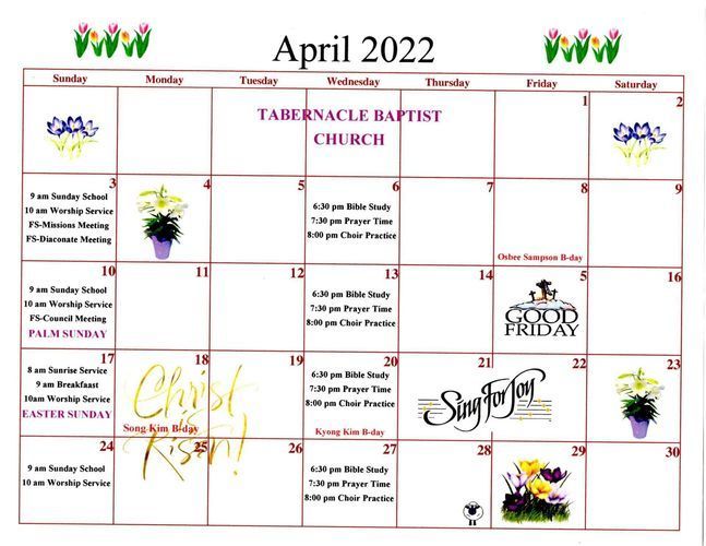 April 2022 Calendar