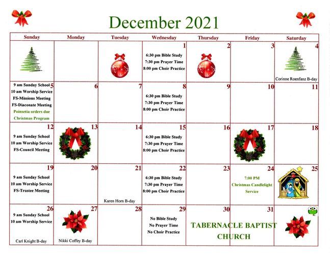 December  2021 Calendar