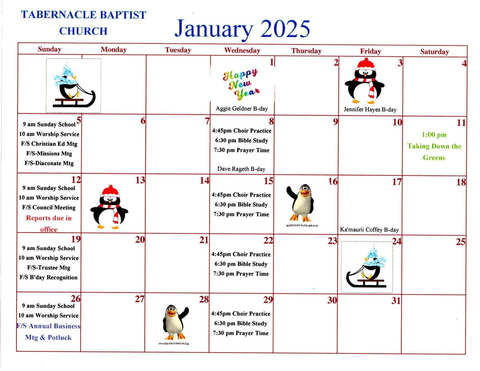 January 2025 Calendar