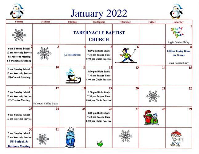 January 2022 Calendar