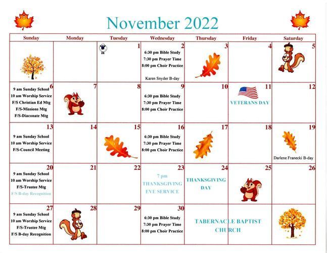 November 2022 Calendar