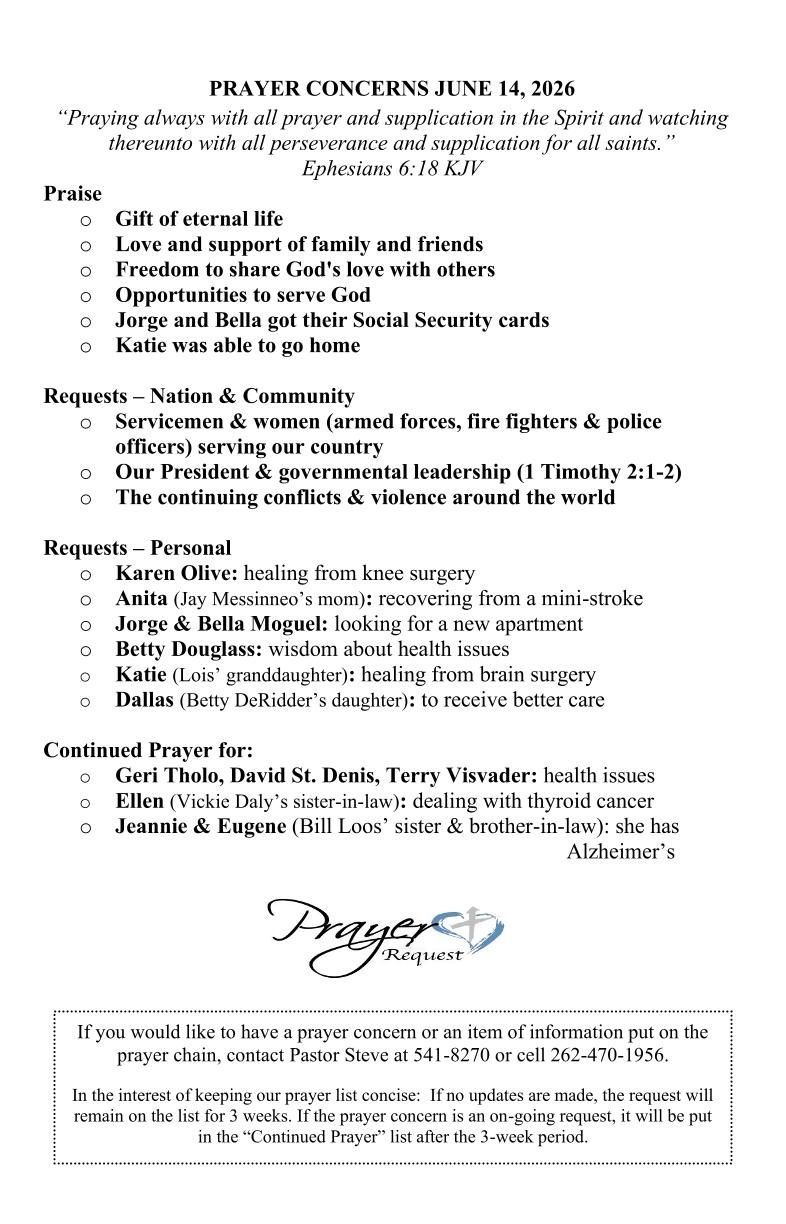 Tabernacle Baptist Church - Prayer Concerns