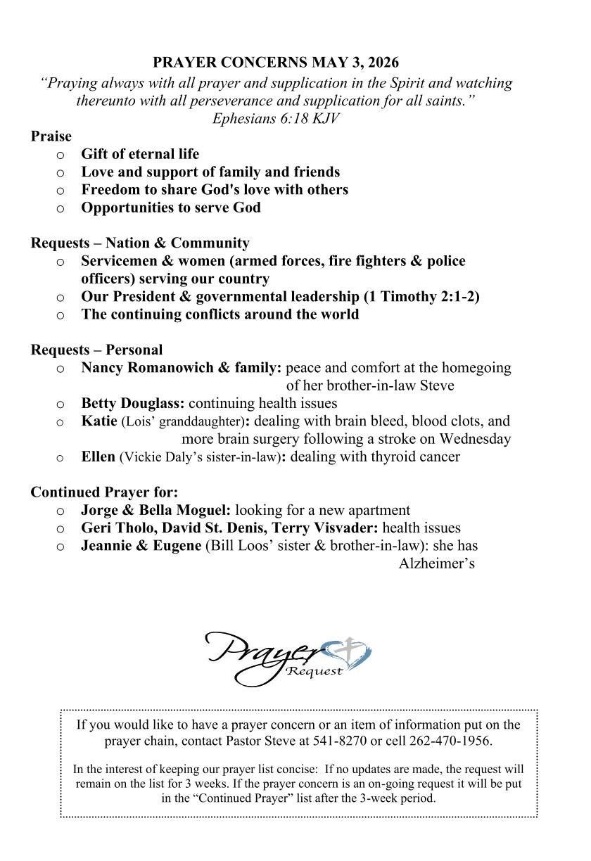 Tabernacle Baptist Church - Prayer Concerns