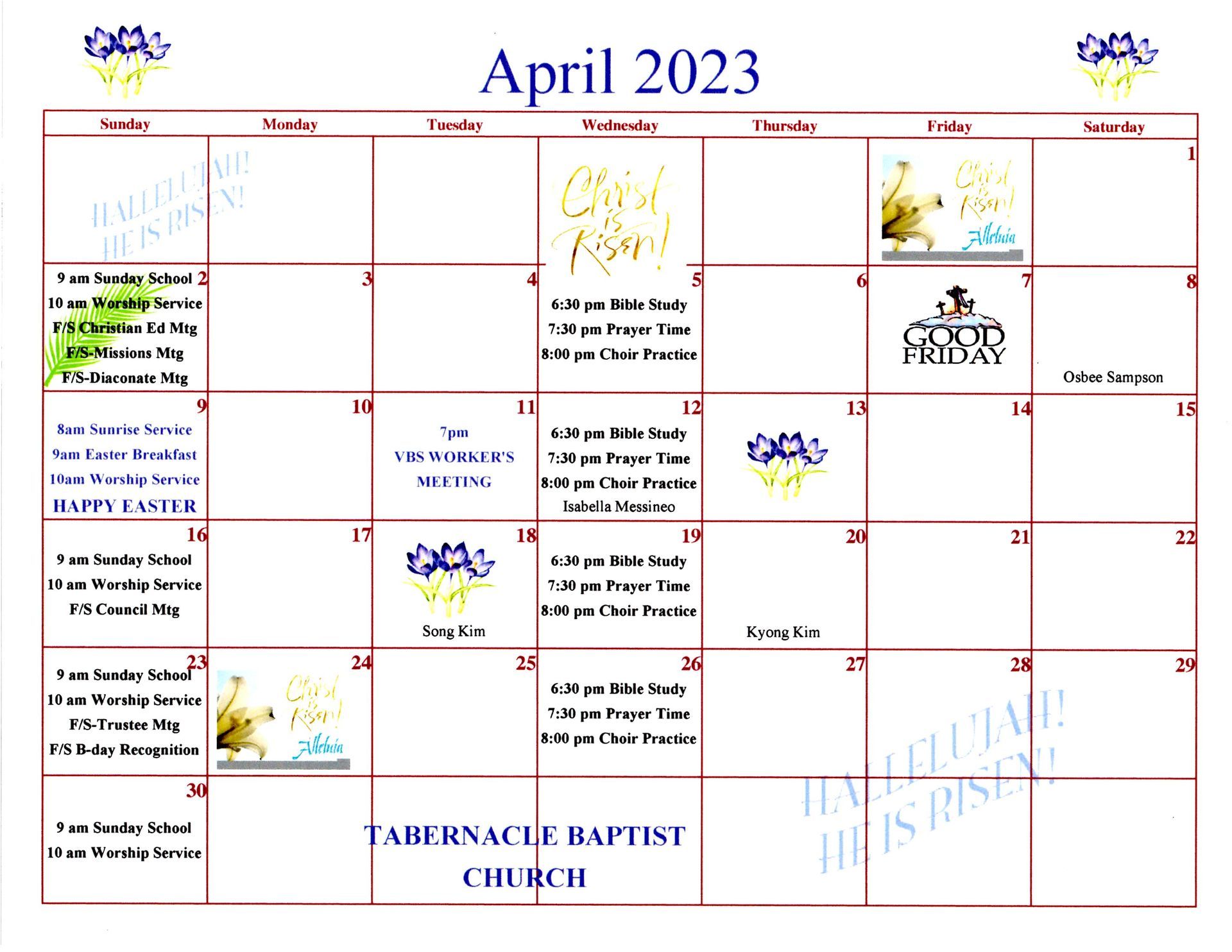 April 2023 Calendar