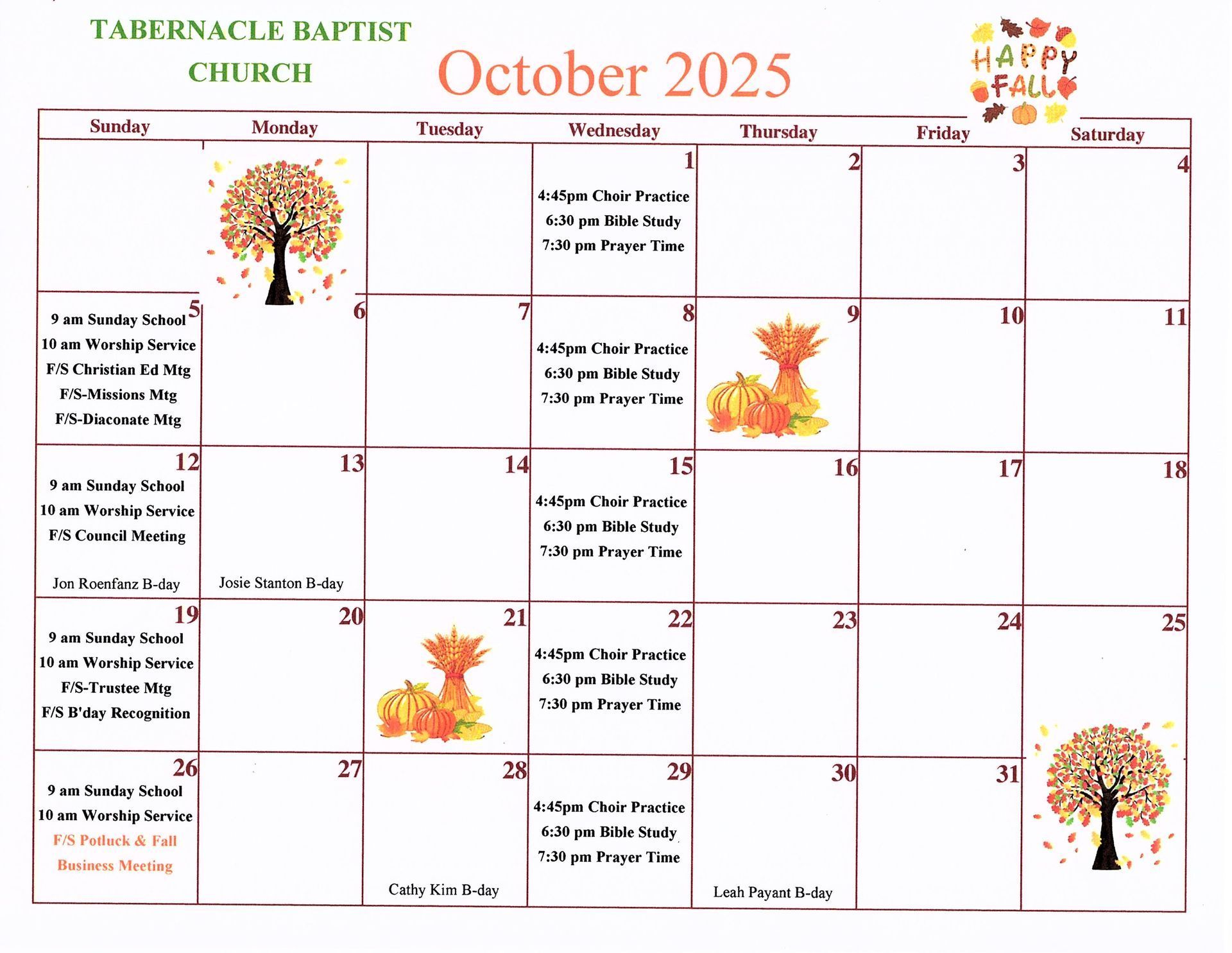October 2025 Calendar