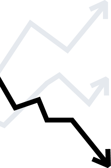 A black and white graph with an arrow pointing down.