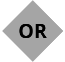 A gray diamond with the word or on it.