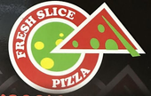 The logo for fresh slice pizza shows a slice of pizza