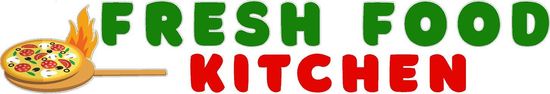 The logo for resh Food Kitchen shows a slice of pizza