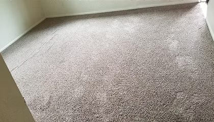 A bedroom with a carpeted floor and white walls.