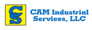 A blue and yellow logo for cam industrial services llc