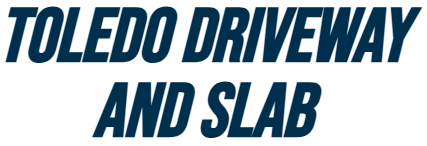 A blue sign that says toledo driveway and slab