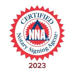 A logo for a certified notary signing agent
