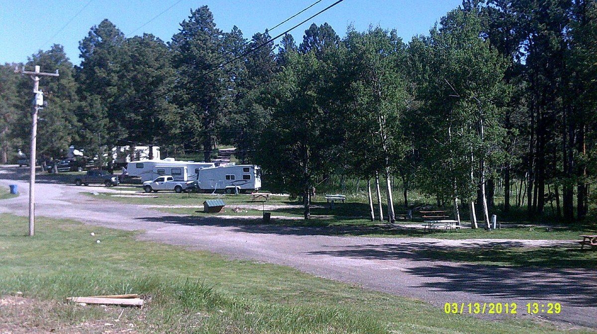 White RVs parked in a campground