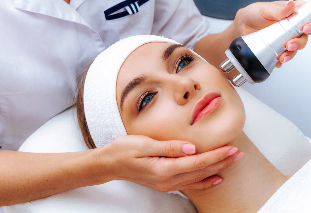 A woman getting Facial Radiofrequency Skin Tightening