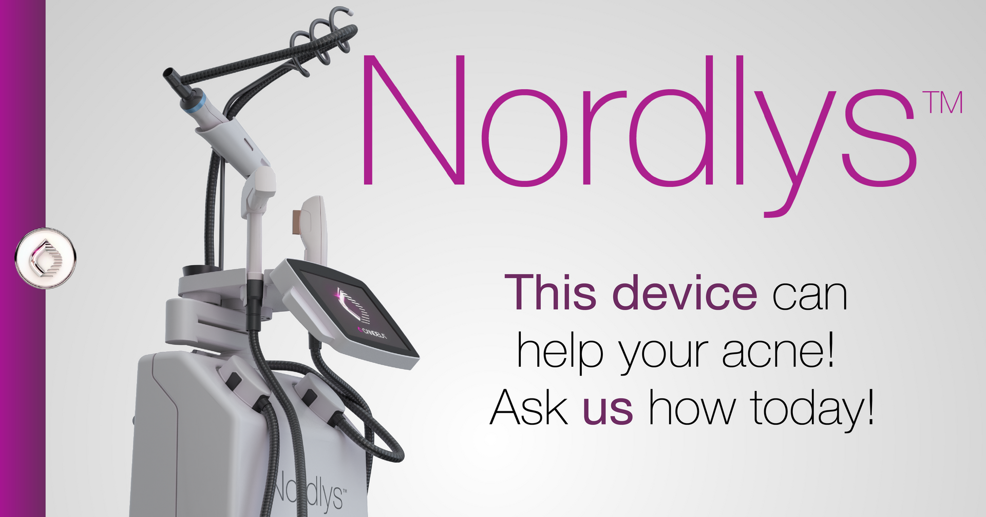 an advertisement for nordlys says that this device can help your acne