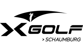 A black and white logo for x golf schaumburg