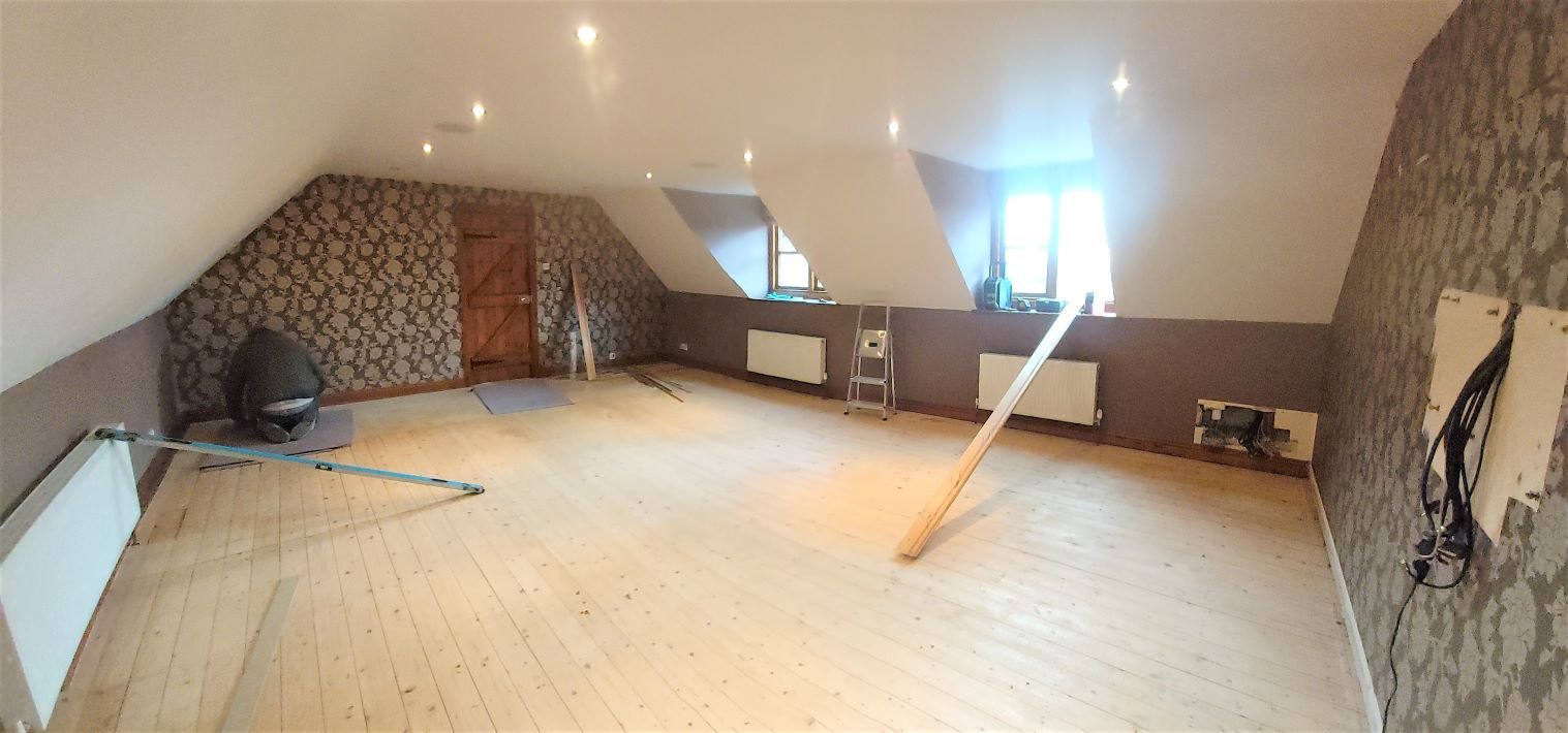 above garage conversion new en-suite study bedroom bespoke wardrobes bespoke wall paneling by buildjunky.com