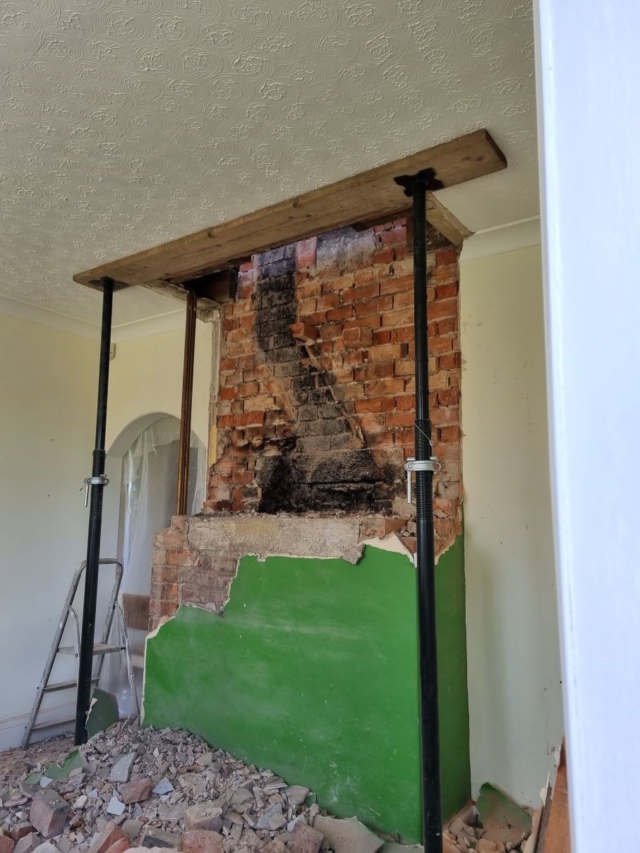 Chimney removal steel beam installed new kitchen start to finish images by buildjunky.com