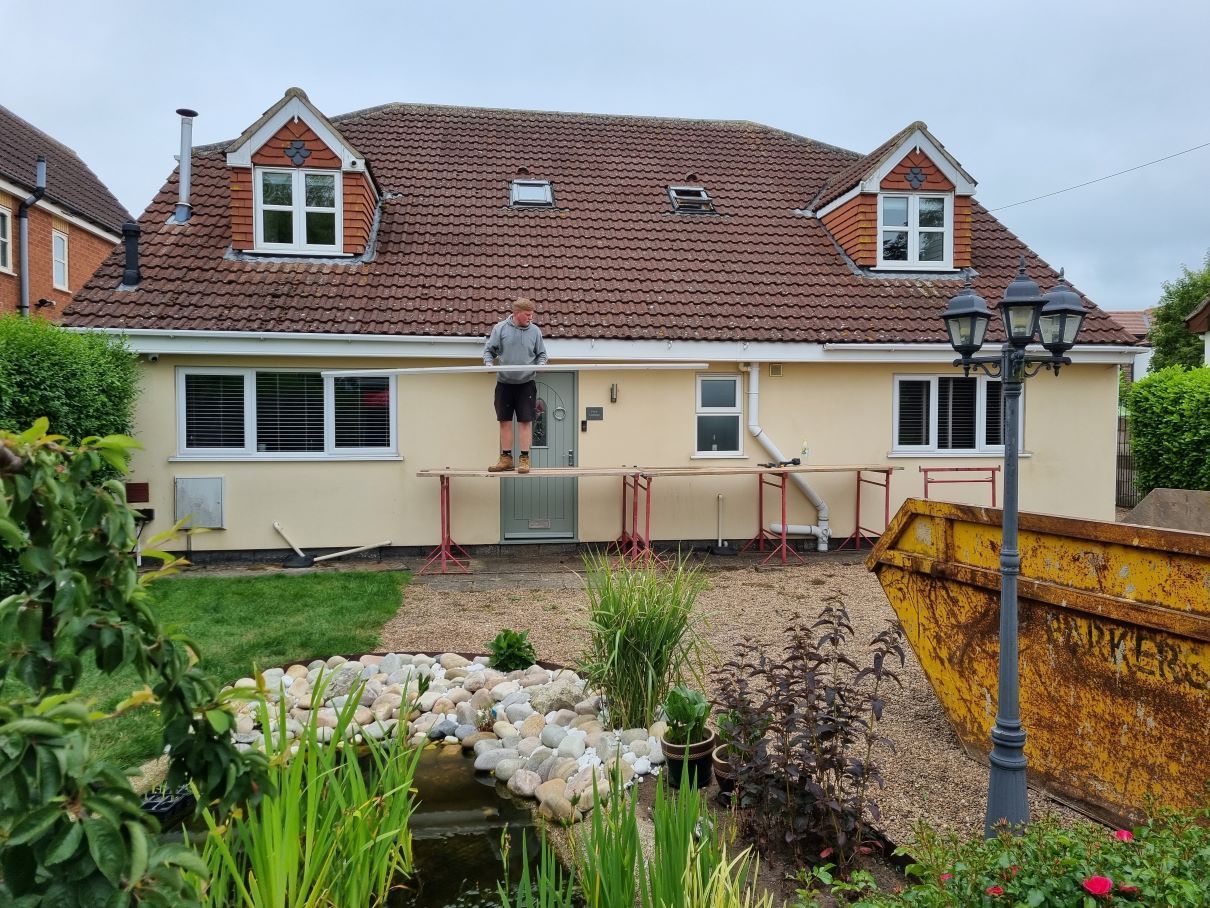 oak porch hiding soil stack clever design machined brickwork before and after images by buildjunky.com