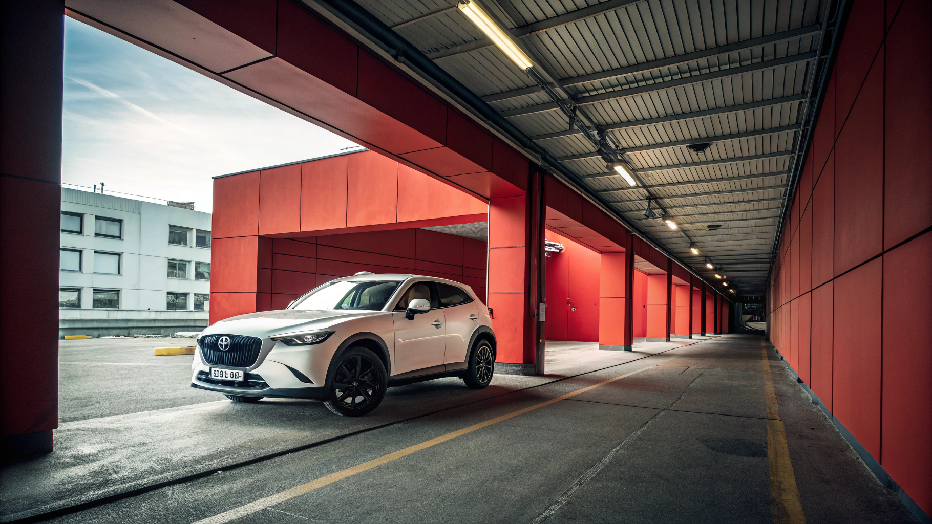 Mid-century modern credenza with a lamp and decorative objects, in a sunlit room.