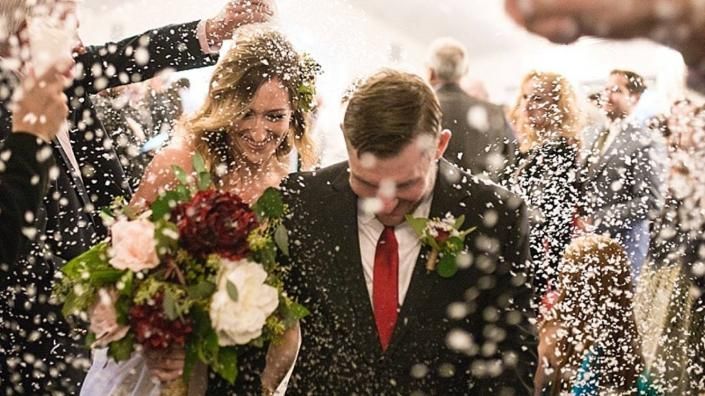 bride and groom's wedding exit